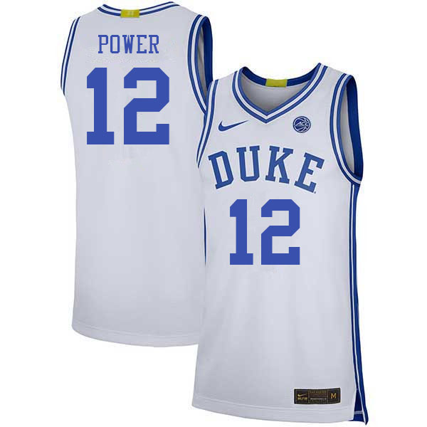 Duke Blue Devils #12 TJ Power College Basketball Jerseys Stitched Sale-White